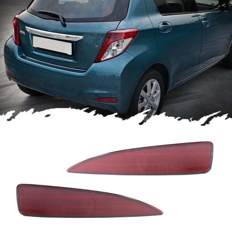 TurningMax For 2012 2013 2014 Toyota Yaris Rear Bumper Reflector Brake Tail Light Red Housings 5216352100 5216452100